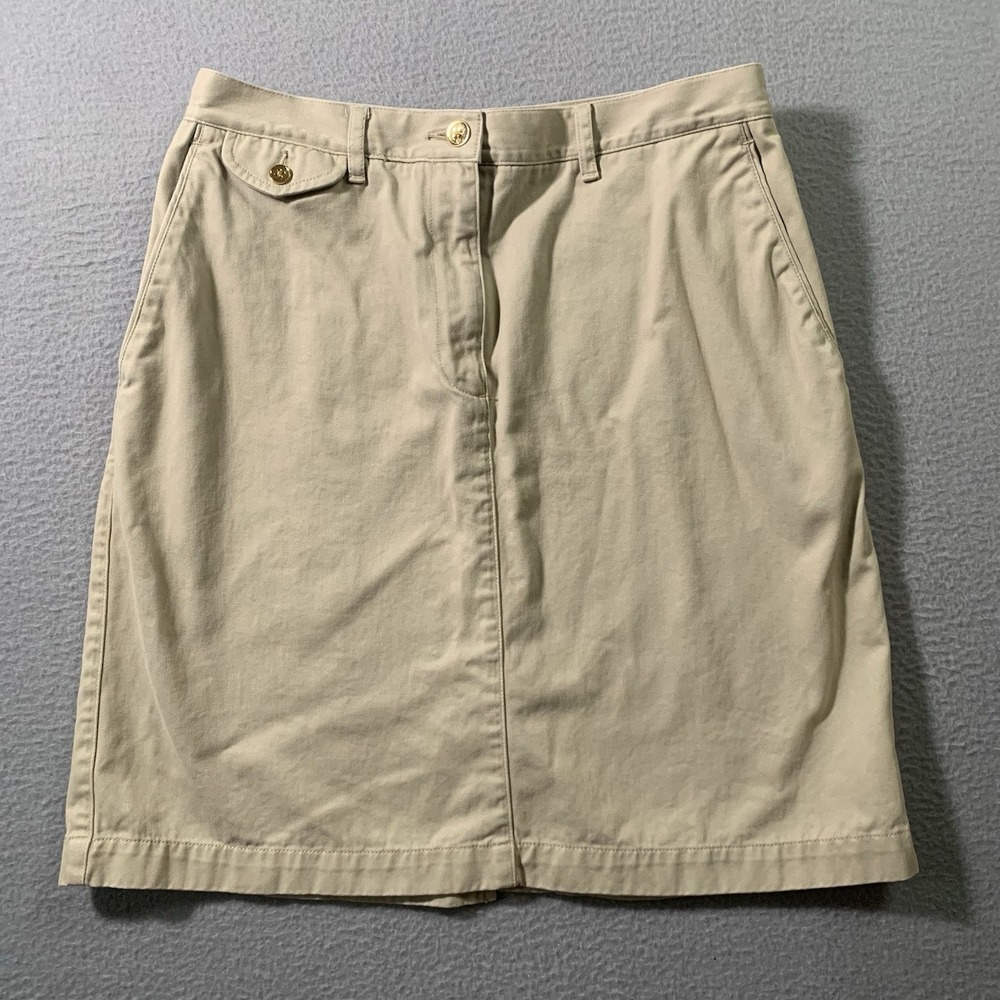 Ralph Lauren Polo Womens Khaki Beige Golf Tennis Skirt Sz 8P Pockets Slit